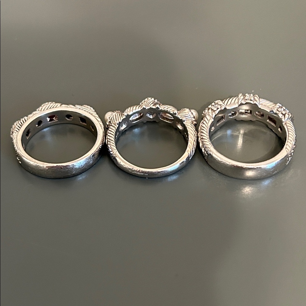 Judith Ripka sterling silver stack rings. Set of 3. Size 8 - Picture 4 of 14
